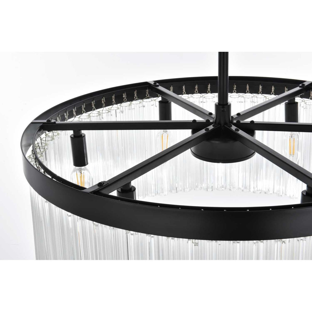 Harlow Six Light Chandelier Black by Lighting Design – Iron, Black, Model 1070D24BK