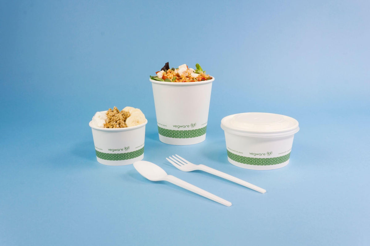 Vegware 6-10oz / White / Flat Lids Container Lids