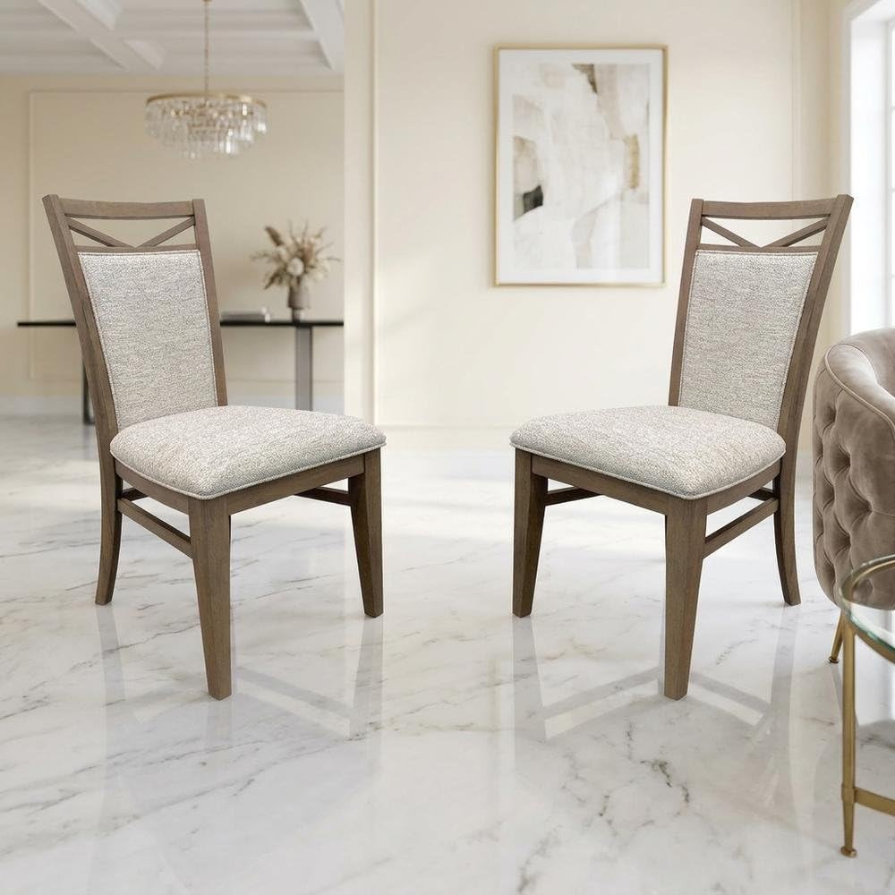 Upholstered Dining Chair Two Pack in Brown by Starlight Canyon Home – Poplar Solids / Birch Veneers, Brown, Pack of 2