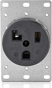 Leviton 5371 30 Amp, 125 Volt, Flush Mounting Receptacle, Industrial Grade, Straight Blade, Grounding, Black