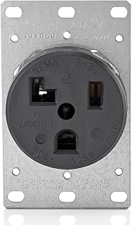 Leviton 5371 30 Amp, 125 Volt, Flush Mounting Receptacle, Industrial Grade, Straight Blade, Grounding, Black