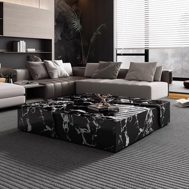 Coffee Table Marble Coffee Table for Small Living Rooms by DIEYPOL – 150x80x31CM, A, Model 7814