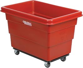 Global Industrial 6 Bushel Plastic Bulk Box Truck, Steel Chassis Base, Red