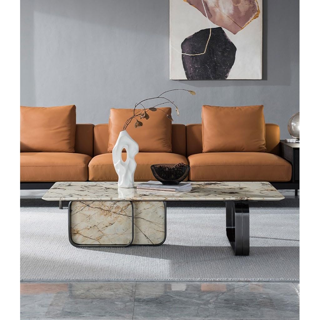 Mesa para Centro De Sala Marble Base Coffee Table Modern Apartment Simple Coffee Table Side Table Villa Living Room End Table Coffee Table by JOYNOW – 140cm, Acacia, Model 5744