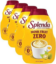 SPLENDA Monk Fruit Liquid Zero Calorie Sweetener Drops, 3.38 Fl Oz Bottle (Pack of 4)
