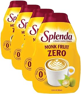 SPLENDA Monk Fruit Liquid Zero Calorie Sweetener Drops, 3.38 Fl Oz Bottle (Pack of 4)