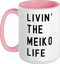 Meiko Living The Meiko Life Name Ceramic Mug, Pink/White, 15oz