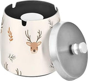 Reindeer Face Pattern Splash Ashtray with Lid, Outdoor Ashtrays for Patio