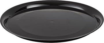 CheckMate Heavyweight Plastic Round Catering Tray with High Edge, 14-Inch Diameter, Black (25-Count)