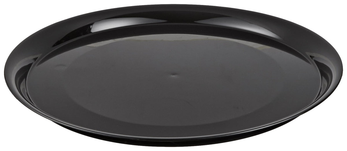 CheckMate Heavyweight Plastic Round Catering Tray with High Edge by WNA – 14", Polystyrene #6, Black, Pack of 25, Model A914BL25