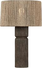 Troy Lighting Folk 1-Light Table Lamp | Patina Brass | Handwoven Abaca Shade | Textured Ceramic Base | Natural Organic Modern Design | Artisan Layered Lighting | Dry Rated | Model PTL1427-PBR/CSK