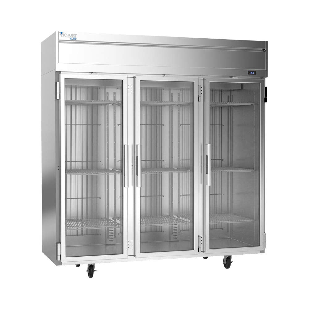 Elite VERSA-3D-GD-HC Three Section Refrigerator with Glass Doors by VICTORY – Commercial Grade
