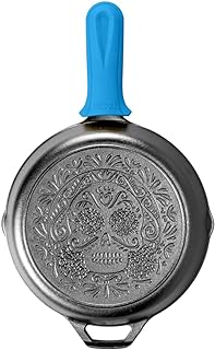 Lodge Cast Iron Skillet with Handle Holder, Sugar Skull, 10.25 Inches