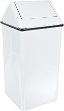 Witt Industries 1311HTWH Stainless Steel 13-Gallon Waste Watcher Hamper and Swing Top Receptacle, Square, 13" Width x 13" Depth x 29" Height, White