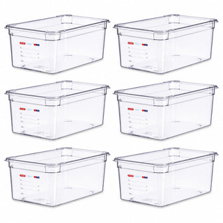 Polycarbonate Food Pan by Araven – 2.5 cubic_feet, Polycarbonate (PC), Clear, Pack of 6, Model 09845