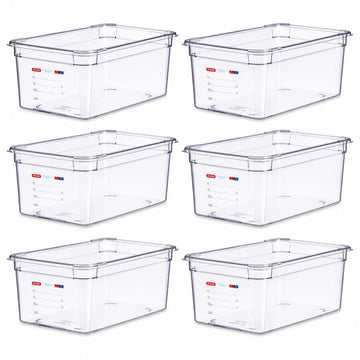 Polycarbonate Food Pan by Araven – 2.5 cubic_feet, Polycarbonate (PC), Clear, Pack of 6, Model 09845
