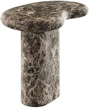 Modway Elowen Faux Marble Side Table in Dark Emperador Marble - Faux Emperador Marble Sculptural Pedestal Accent Table for Indoor and Outdoor Spaces