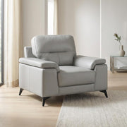 Leather-Upholstered Armchair with Solid Arms by Starlight Canyon Home – Leather, Grey