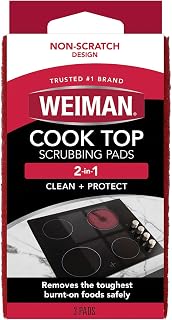 Weiman 3 Count Cooktop Scrubbing Pads, Removes Burnt-on Food, Scratch Free