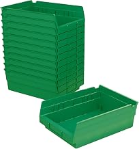 Akro-Mils 30150 Heavy Duty Plastic Shelf Bins, 12"x 8"x 4", Green, 12-Pack