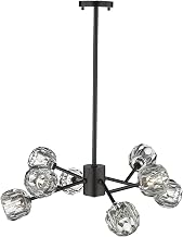 8-Light Black Iron Chandelier with Crystal Shades - Lighting - Black