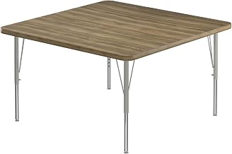 Correll 48" Top Bar Stool/Standing Height Square Activity Table in Hickory