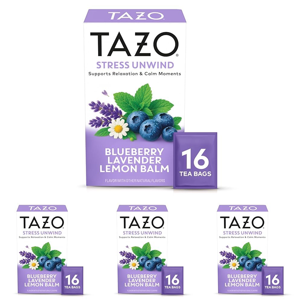 TAZO Blueberry Lavender Lemon Balm Flavor / Pack of 4 / 64 Herbal