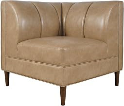 Jofran Ruston Modern Banquette Channel Tufted Faux Leather Sectional, Corner Wedge