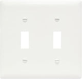 Legrand Pass & Seymour TP2W Trademaster Mid-Size Unbreakable Nylon Wall Plate, 2 Gang, Two Toggle Cover, White (1 Count)