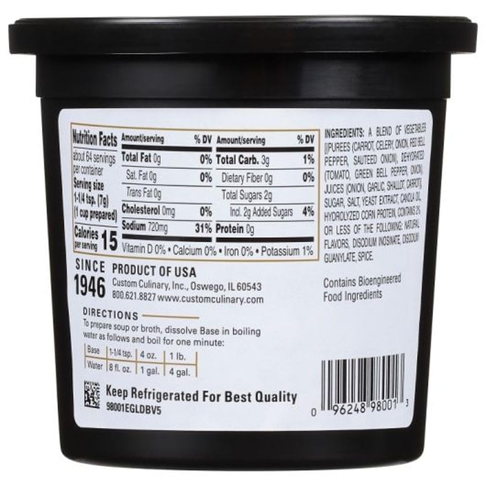 Gold Label Savory Roasted Vegetable Base by Custom Culinary – 16.0 Ounce (Pack of 6), Pack of 6