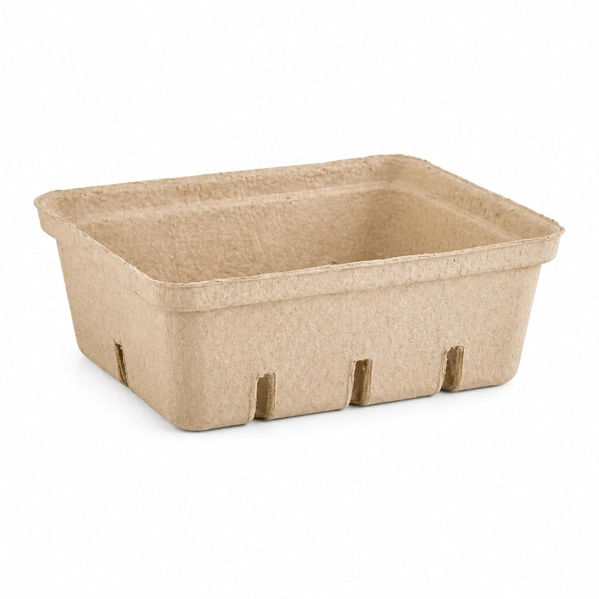 1.5 Qt. Molded Fiber Produce Basket – 8'' X 6'' Eco-Friendly Berry Container, Recyclable Biodegradable Pulp Basket, No PFAS Added, Ventilated, 200/Case
