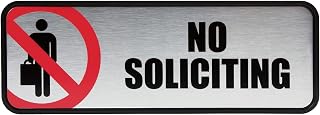 Cosco Brushed Metal "No Soliciting" Sign, 3" x 9"