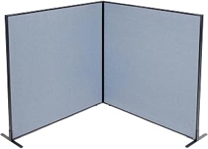 Global Industrial 60-1/4"W x 60" H Freestanding 2-Panel Corner Room Divider, Blue