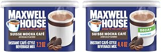 MAXWELL HOUSE International Café Suisse Mocha Pack – Original Café-Style Instant Beverage Mix (7.2 oz) + Sugar-Free Decaf (4.4 oz), 1ea., (Variety Pack)