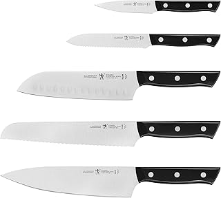 HENCKELS Dynamic 5-Pc Knife Set with Chef, Bread, Utility, Paring, Santoku | The Perfect Kitchen Knife Set for Effortless Cutting, German Engineered, Informed by 100+ Years of Mastery. Dishwasher safe