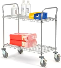 Nexel Utility Cart w/2 Shelves & Poly Brake Casters, 1200 lb. Cap, 30"L x 18"W x 39"H, Silver