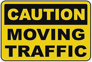 Caution Moving Traffic Aluminum Warning Sign 8"x12", sturdy durable alert plaque for home garden driveway busy road side passing vehicle dynamic safety reminder sign