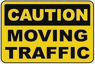 Caution Moving Traffic Aluminum Warning Sign 8"x12", sturdy durable alert plaque for home garden driveway busy road side passing vehicle dynamic safety reminder sign