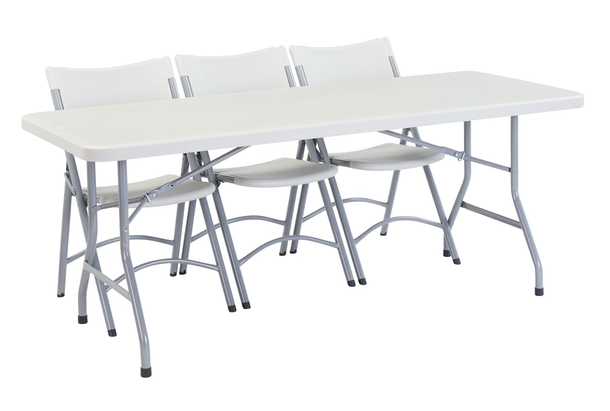 (4 Pack NPS 30 x 72 Heavy Duty Folding Table by National Public Seating – 30 inches x 72 inches x 29.5 inches, Plastic, Grey, Pack of 4