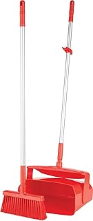Remco - A Vikan Company 62504 Lobby Dustpan with Broom, Polypropylene/Polyester/Aluminum, 7" X 14" Bin, 37" Handle, Red