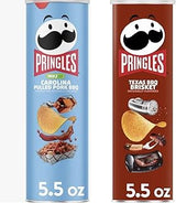 Pringles Potato Chips Flavor Pairing Variety Set 5.5oz - 2 cans (Carolina Pulled Pork BBQ & Texas BBQ Brisket)