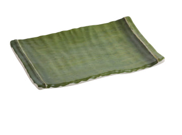 Bamboo Style Rectangular Plate by Yanco – Large, Melamine, Green, Pack of 48, Model BA-308