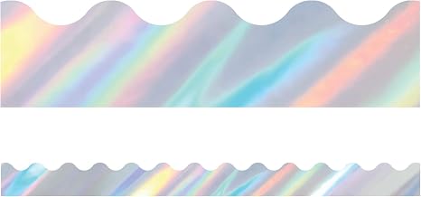 Carson Dellosa Education Carson Dellosa - Sparkle + Shine Holographic Silver Foil Scalloped Borders, Classroom Décor, 13 Strips