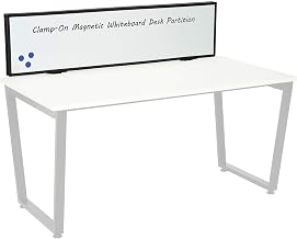 Global Industrial 56" W x 16" H Universal Clamp-On Desk Partition, Magnetic Whiteboard