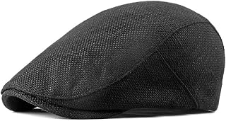Men Newsboy Cap Ivy Cap Straw Weave Linen-Like Cotton Cabbie Newsboy Hat Hunting Cap (Color : D, Size : Adjustable 55-59CM)