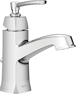 Moen Conway Chrome One-Handle Single Hole or Centerset Bathroom Faucet with Drain Assembly, WS84923