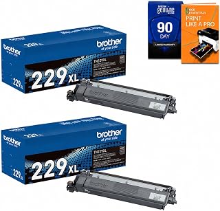 Brother Genuine TN229XL Black 2-Pack High Yield Toner Cartridge, Up to 3,000 Pages Each, for HL-L3220CDW, HL-L3280CDW, MFC-L3765CDW, MFC-L3780CDW, Bundle with Deco Essentials Printer eBook
