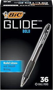 BIC Glide Bold Retractable Ball Point Pen, Bold Point (1.6mm), Black, Great For Everyday Use, (Pack of 12, 432 Count Total)