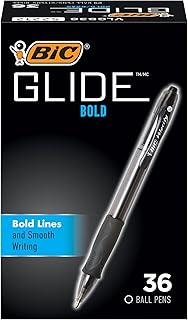 BIC Glide Bold Retractable Ball Point Pen, Bold Point (1.6mm), Black, Great For Everyday Use, (Pack of 12, 432 Count Total)