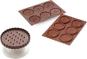 Silikomart Kit for Preparing Biscuits Topped with Chocolate, Silicone, Brown and White